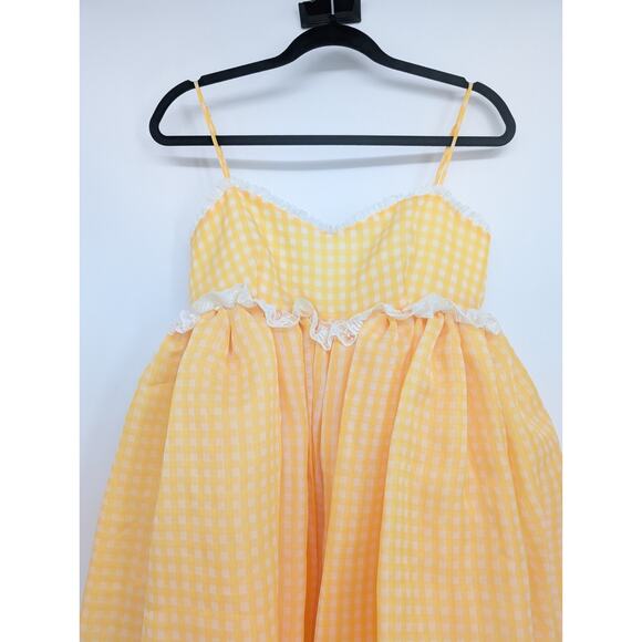 NWT Selkie the Rosebud Mini Dress Size M buttercream Gingham #1J504 - Picture 5 of 10